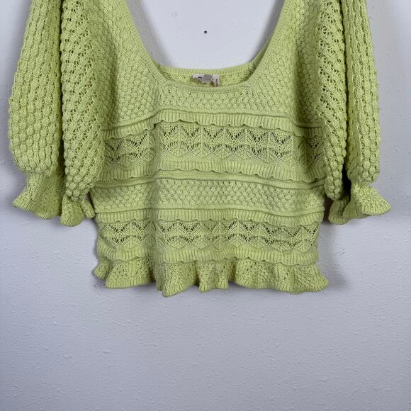 BiBi Womens Cropped Knit Sweater Sz XL Cottagecore Boho Dopamine Dressing Girly - Picture 2 of 7